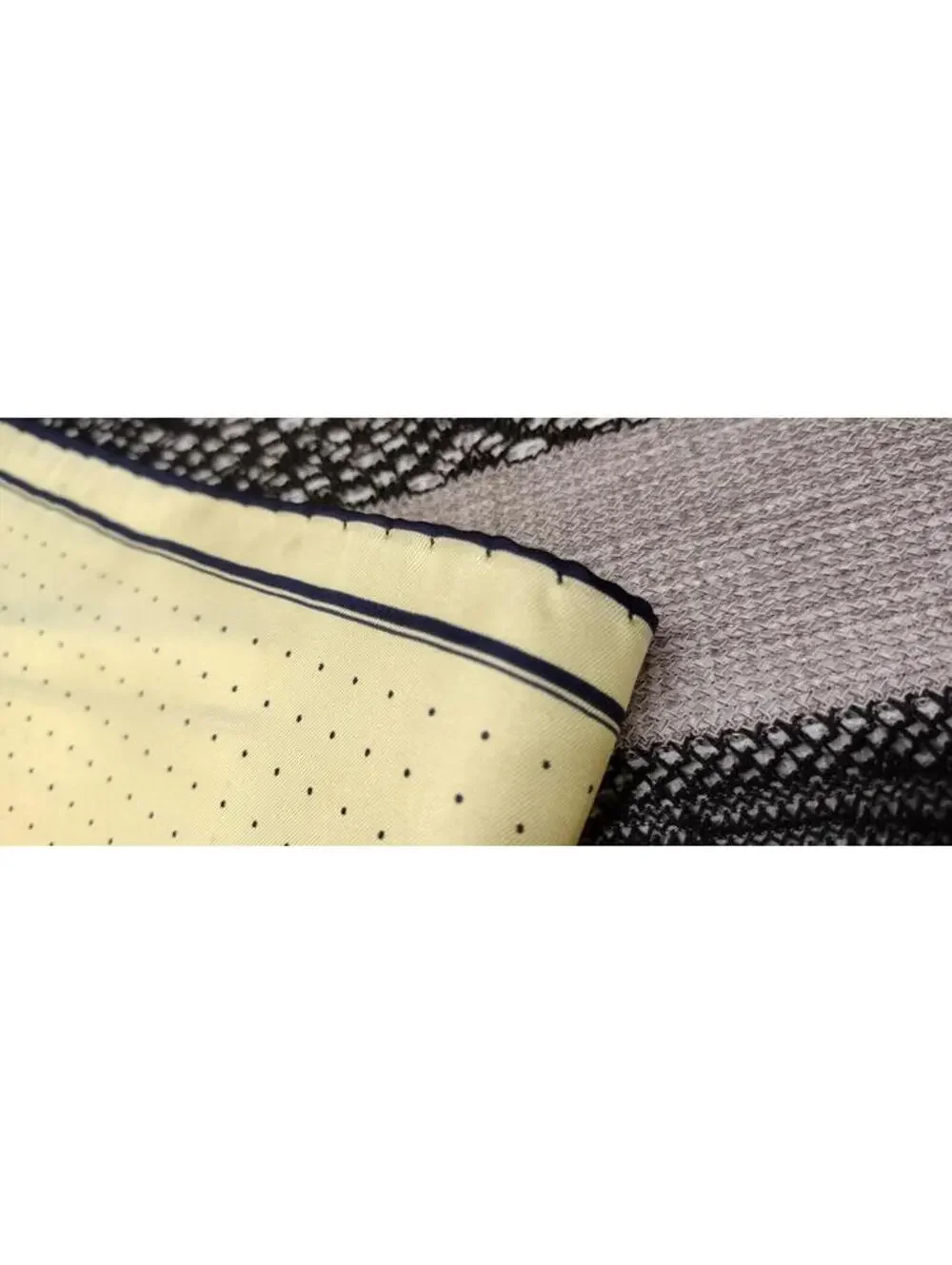 Vintage Yellow Silk Handkerchief Dark Navy Blue Dotted dots dot 19 inch Scarf
